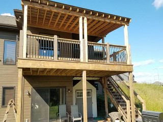 Multi-level Deck Staining Before